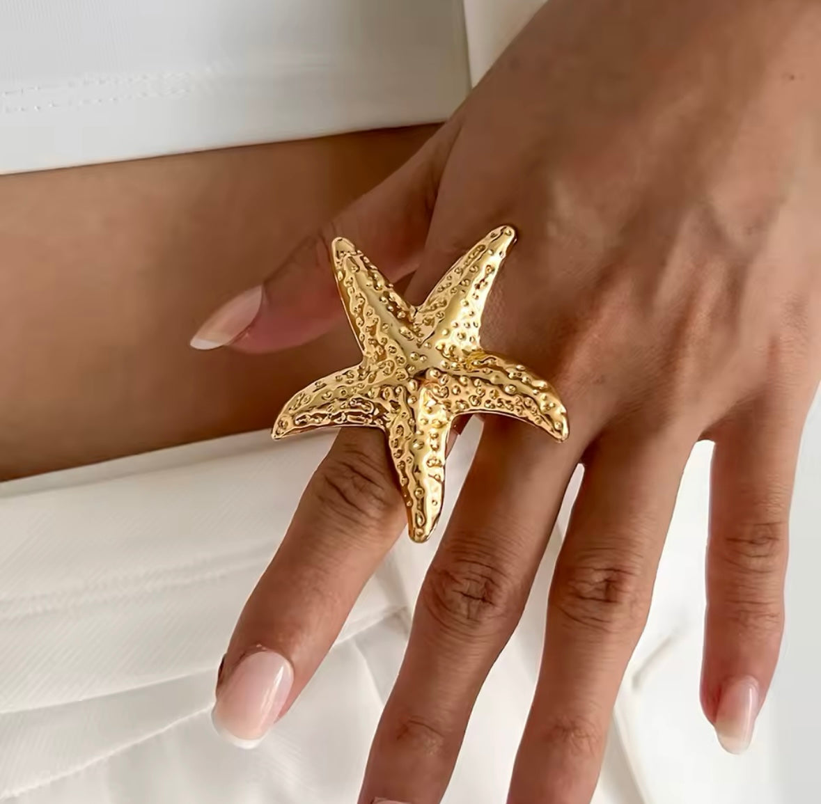 Bague Étoile de Mer Vintage – Design Irrégulier en Métal, Bague Réglable Femme, Bijou Tendance pour Fête