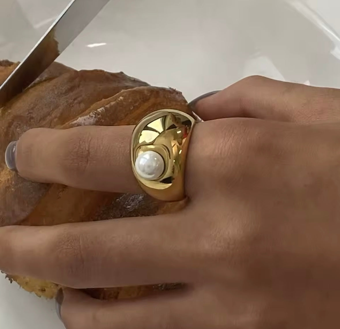 Bague en Perles Fait à la Main – Bague Empilable Ronde, Bijou Élégant pour Femmes