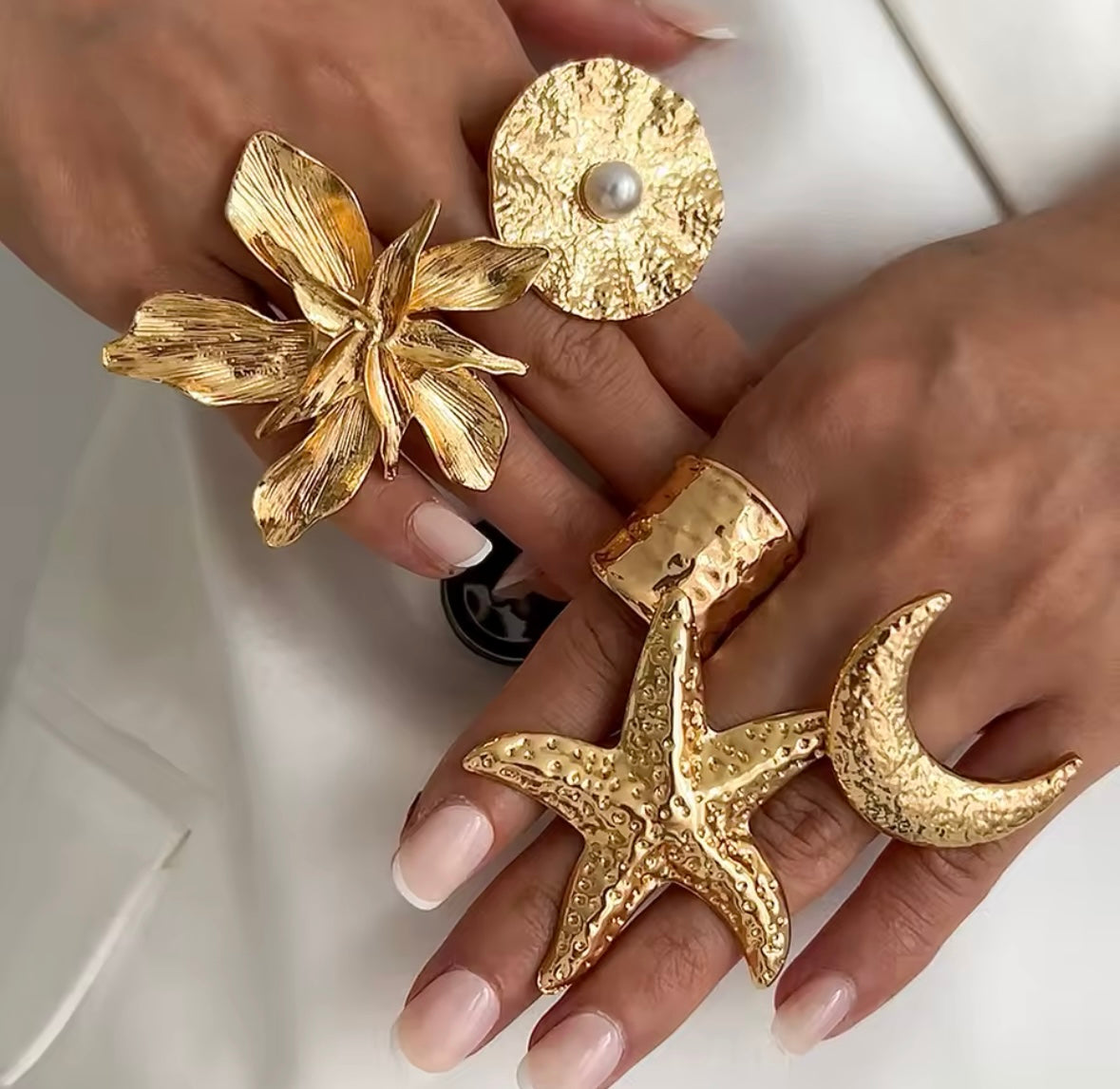 Bague Étoile de Mer Vintage – Design Irrégulier en Métal, Bague Réglable Femme, Bijou Tendance pour Fête