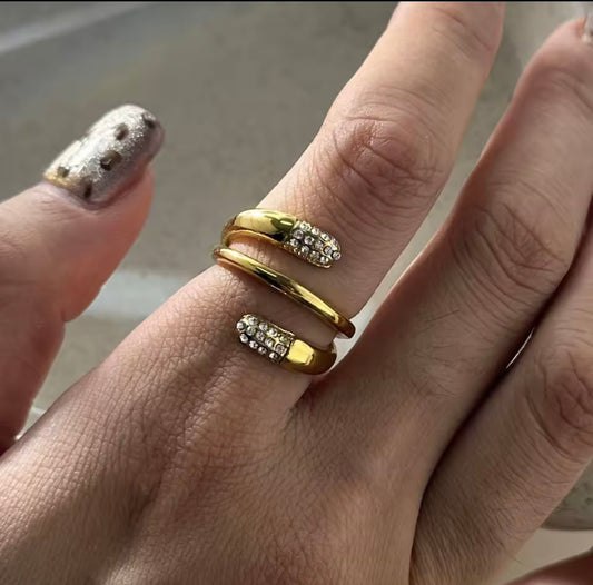 Bague en Zircon avec Lignes Réglables – Anneau Empilable, Accessoire Élégant pour Femmes