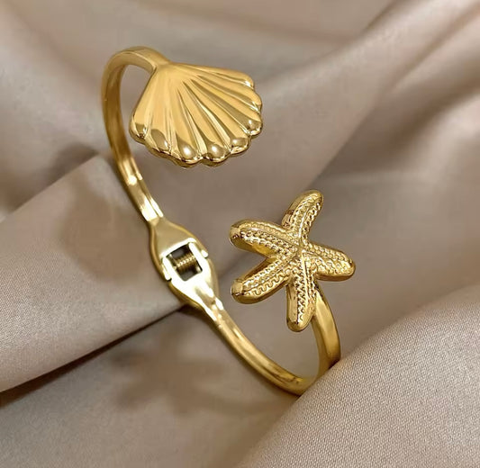 Bracelet Manchette Double Fleur en Acier Inoxydable – Bijou Élégant et Imperméable pour Femme