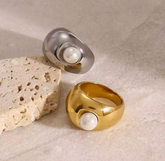 Bague en Perles Fait à la Main – Bague Empilable Ronde, Bijou Élégant pour Femmes