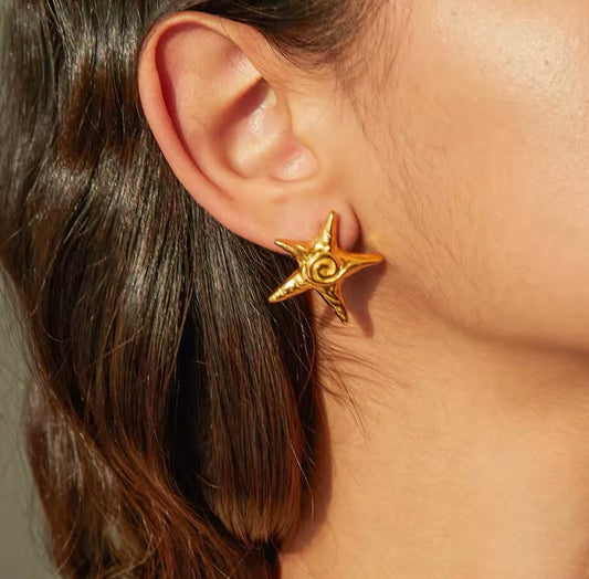 Star Wire Earrings – 18K Gold Plated Stainless Steel