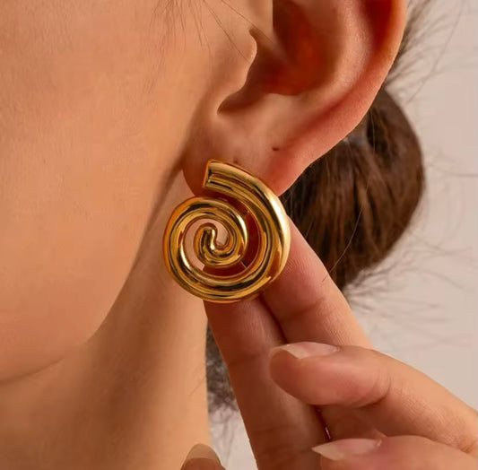 Greek Spiral Earrings – 18K Gold Plated Stainless Steel – Elegant and Timeless Jewelry